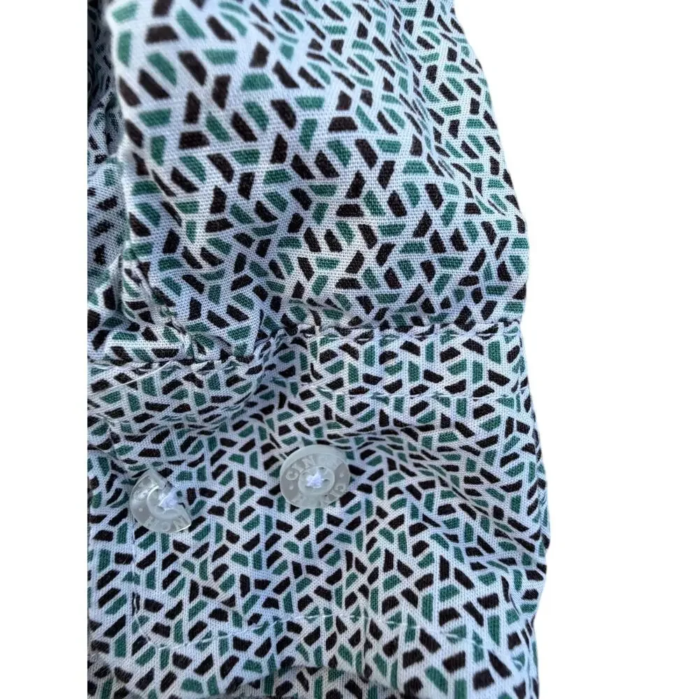Cinch Boy's Western Geometric Print Button Down - Green/Black - Size L(12)